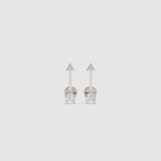 Diamond Arrow Front Back Earrings in White Gold