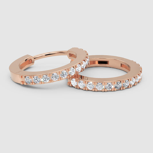 Rose Gold Diamond Hoop Earrings