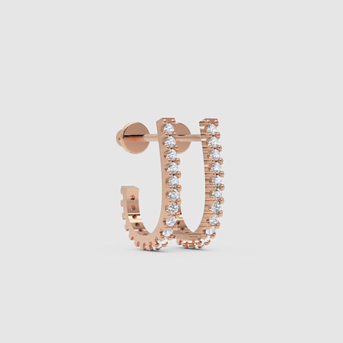 Rose Gold Diamond JHoop Earrings
