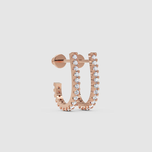 Rose Gold Diamond JHoop Earrings