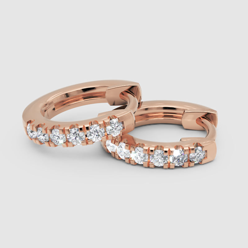 Yellow Gold Diamond Hoop Earings