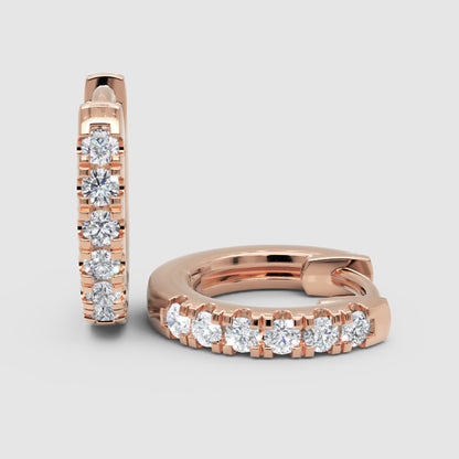 Yellow Gold Diamond Hoop Earings