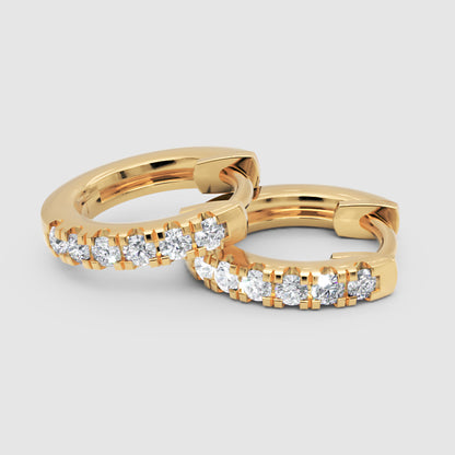 Yellow Gold Diamond Hoop Earings
