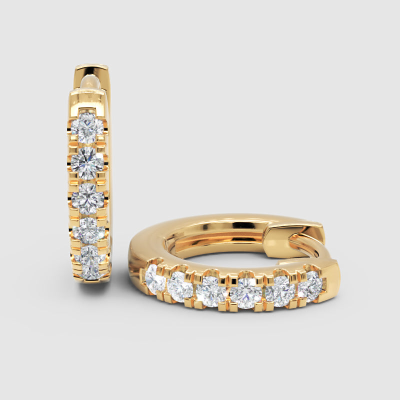 Yellow Gold Diamond Hoop Earings