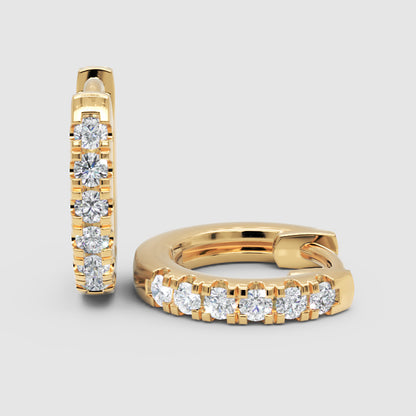 Yellow Gold Diamond Hoop Earings