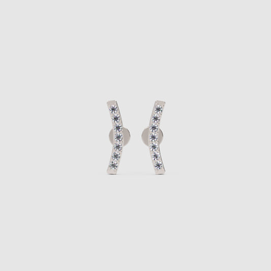 Sterling Silver Bar Stud Earrings with Cubic Zirconia Stones
