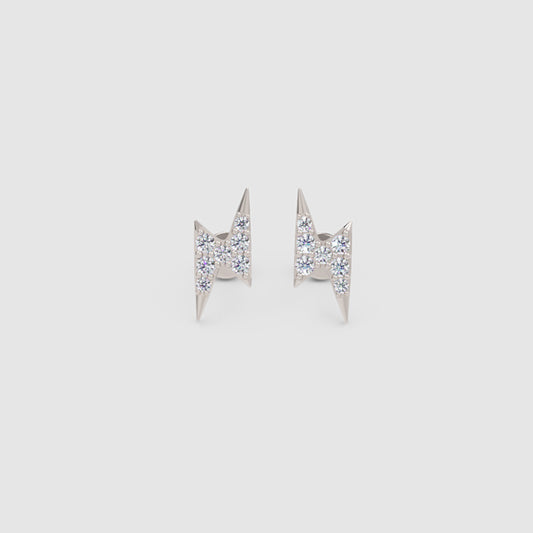 White Gold Lightning Bolt Diamond Stud Earrings