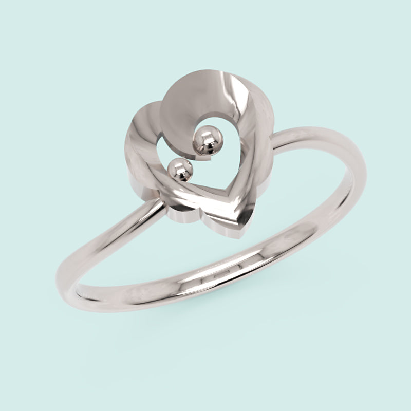 Open Heart Ring With Ball Accents - One