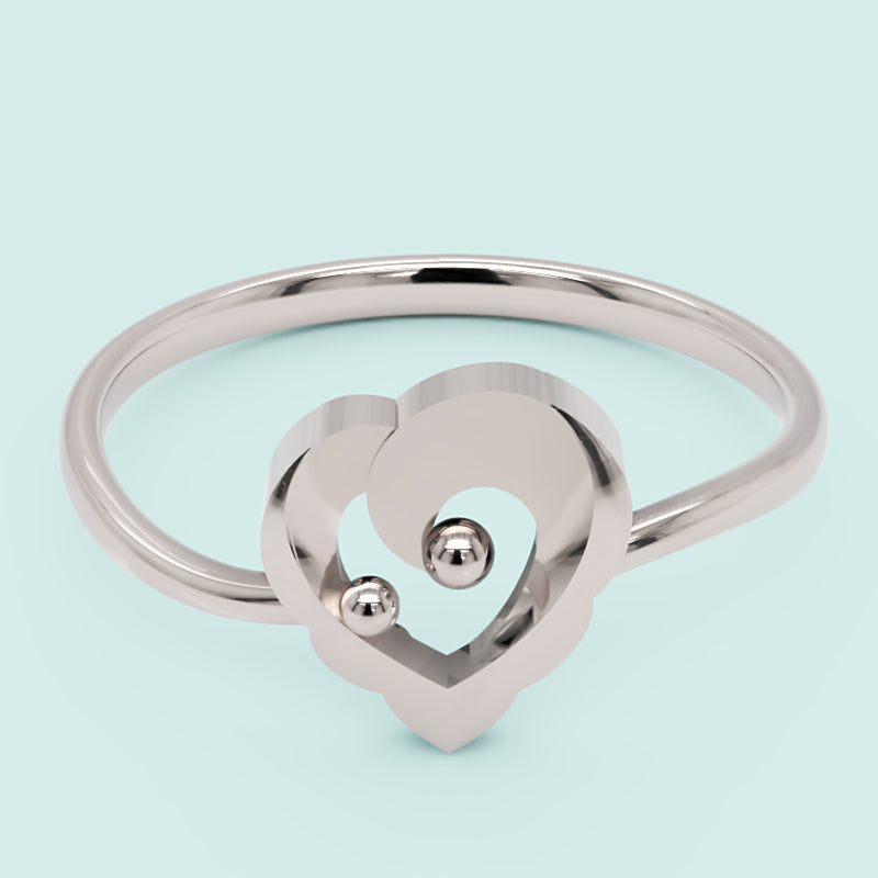 Open Heart Ring With Ball Accents - Three