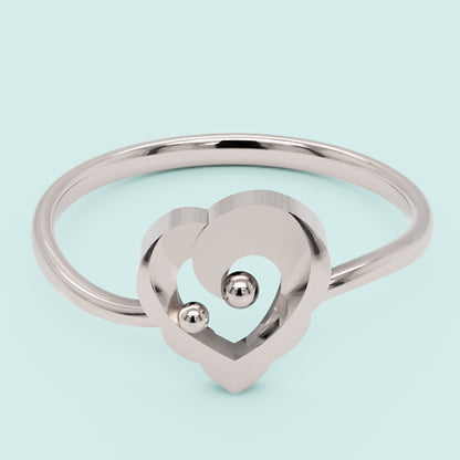 Open Heart Ring With Ball Accents - Three
