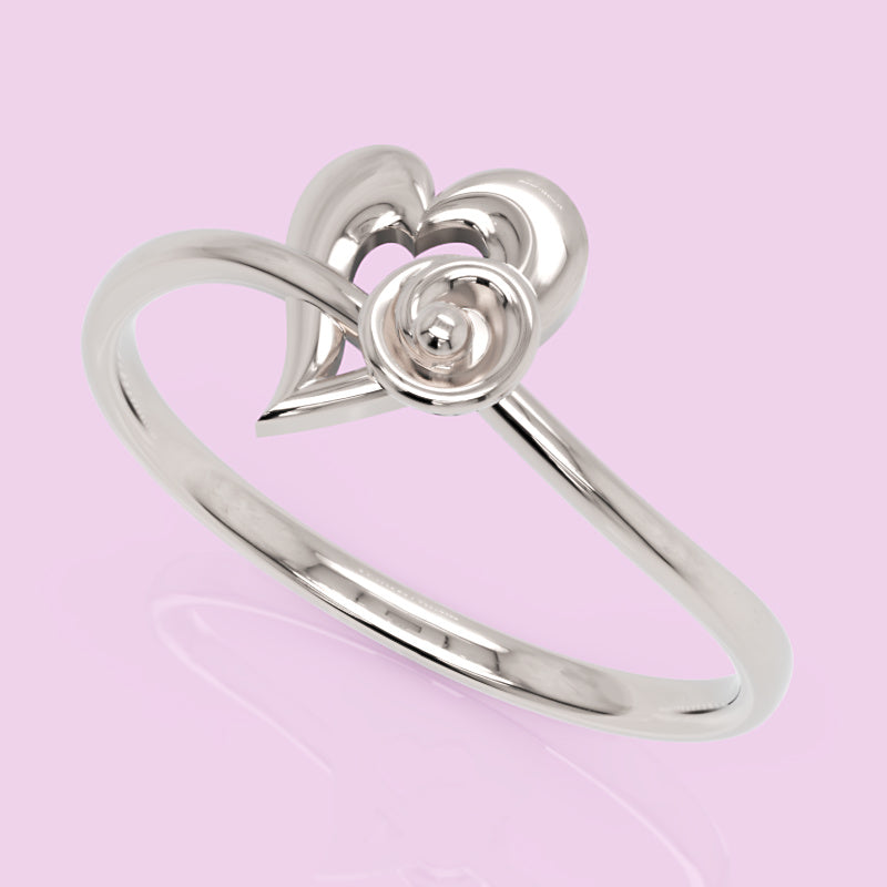 Heart Spiral Ring With Cutout Design - Three