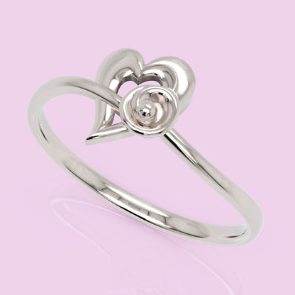 Heart Spiral Ring With Cutout Design - Three
