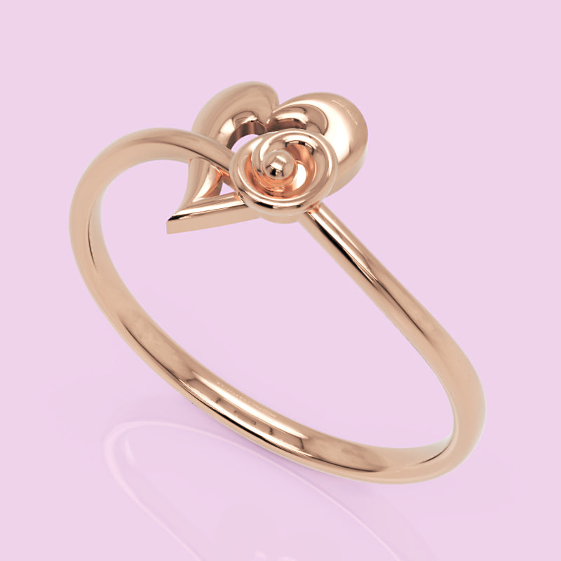 Heart Spiral Ring With Cutout Design - Four
