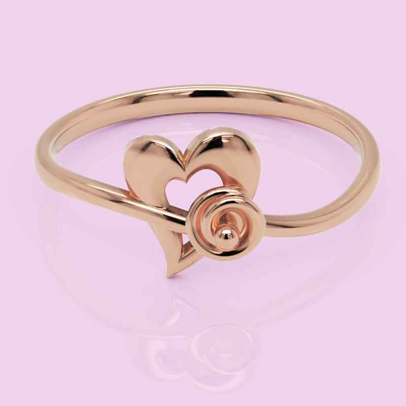 Heart Spiral Ring With Cutout Design - Five
