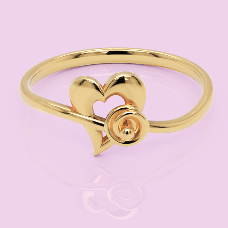 Heart Spiral Ring With Cutout Design - Six