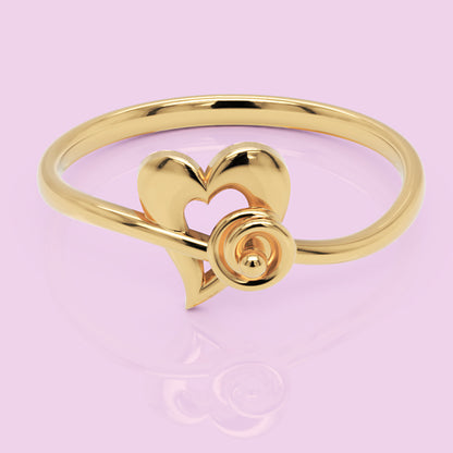 Heart Spiral Ring With Cutout Design - Six