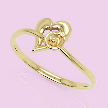 Heart Spiral Ring With Cutout Design - Seven