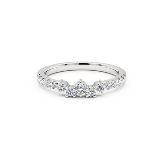 Five Stone Diamond Ring with Pave Band in White Gold