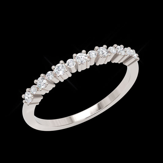 Diamond Curved Wedding Band White Gold Stackable Ring