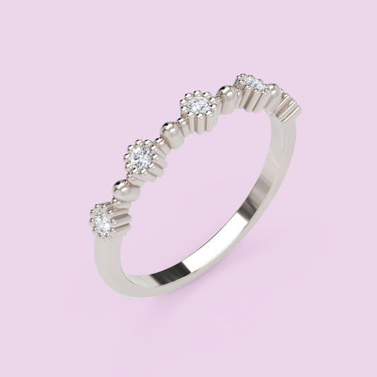 Diamond Cluster Stackable White Gold Band Ring