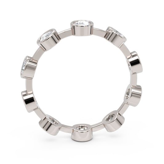 Bezel Set Diamond Stackable Band Ring in White Gold