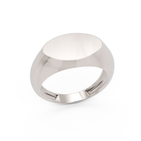 Oval Signet Ring With Smooth Polished Finish - One