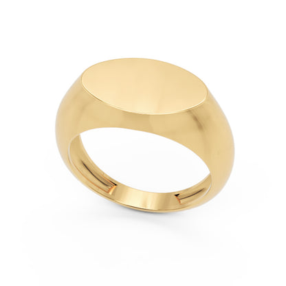 Classic Rose Gold Signet Ring – Minimal Statement Ring - Six