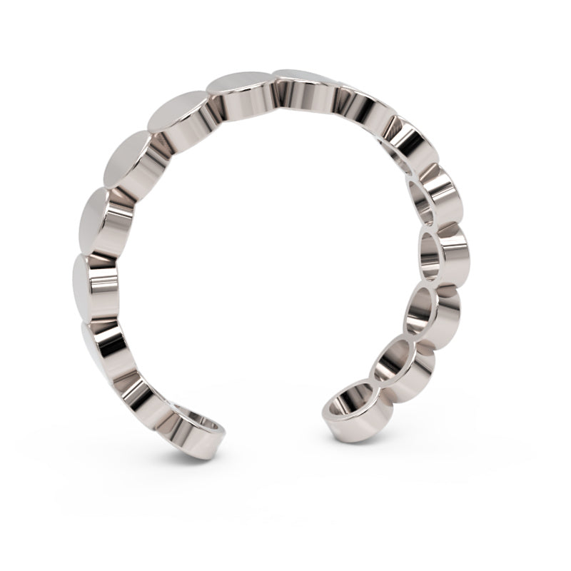 Scalloped Edge Open Silver Open Ring - Three