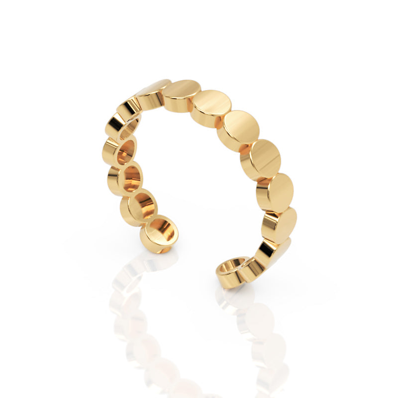 Scalloped Edge Stacking Ring Yellow Gold - Three