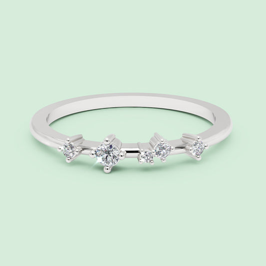 Delicate Diamond Cluster Stacking Ring in White Gold