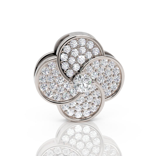 Diamond Clover Pendant Necklace in White Gold