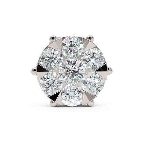 Diamond Cluster Pendant Necklace in White Gold