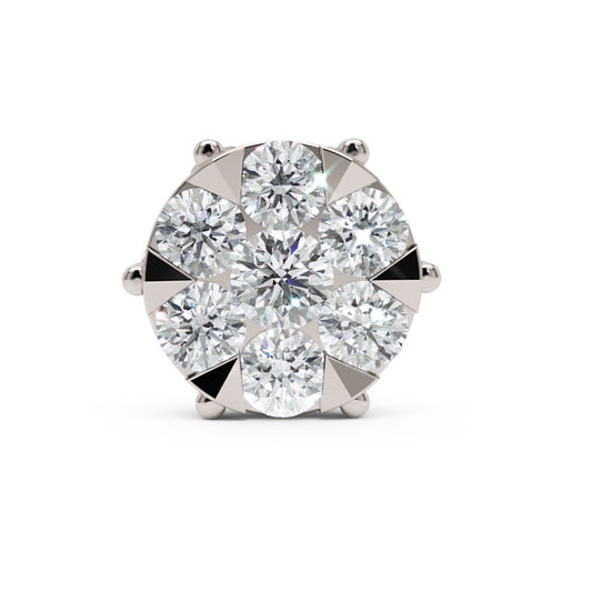 Diamond Cluster Pendant Necklace in White Gold