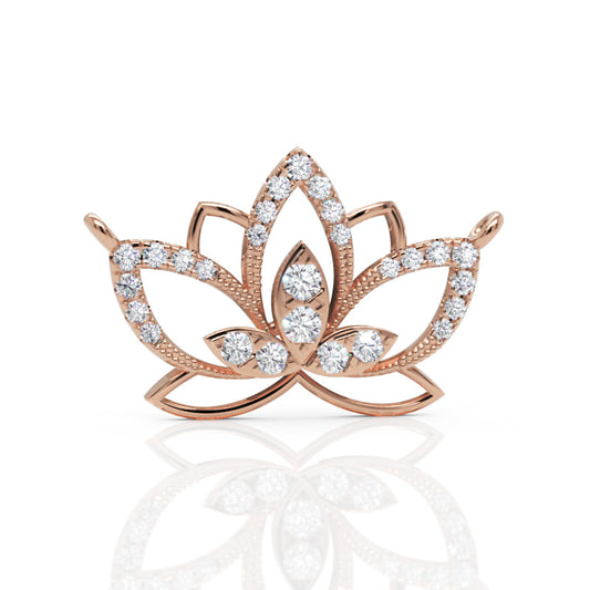 Diamond Lotus Flower Pendant Necklace in White Gold