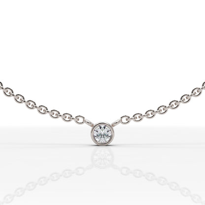 Solitaire Diamond Bezel Pendant In White Gold - Five