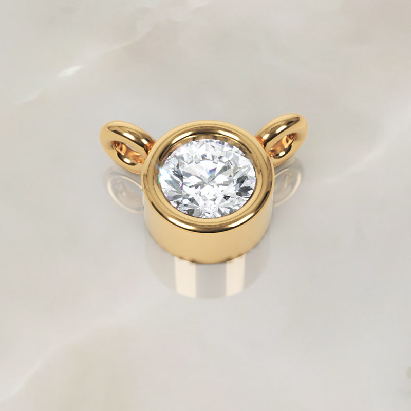 Solitaire Diamond Bezel Pendant In White Gold - One