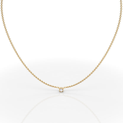 Solitaire Diamond Bezel Pendant In White Gold - Fourteen