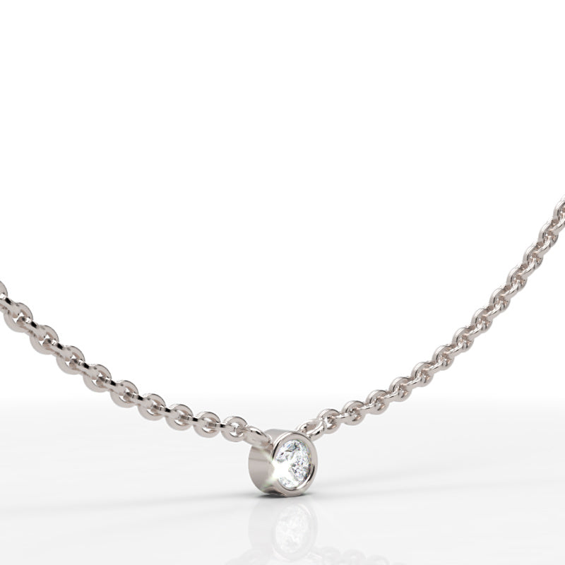Solitaire Diamond Bezel Pendant In White Gold - Six