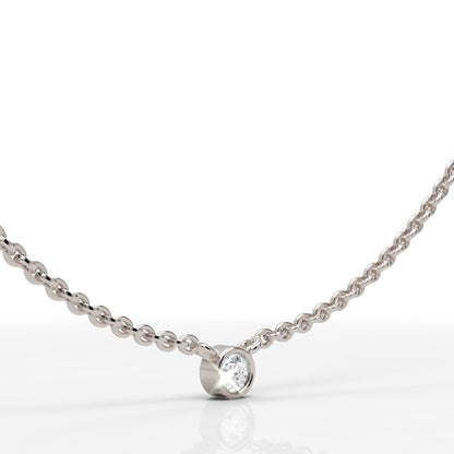 Solitaire Diamond Bezel Pendant In White Gold - Six