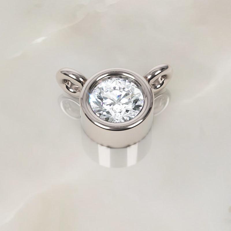 Solitaire Diamond Bezel Pendant In White Gold - Three