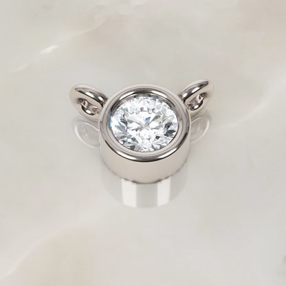 Solitaire Diamond Bezel Pendant In White Gold - Three