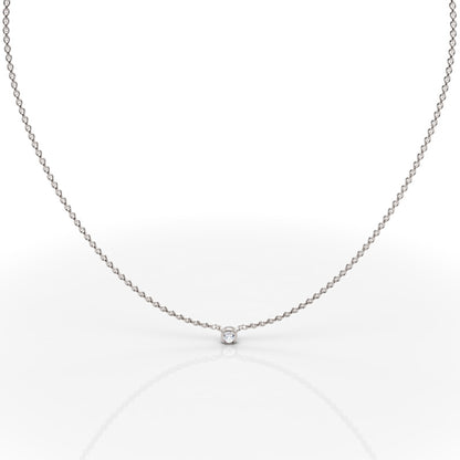 Solitaire Diamond Bezel Pendant In White Gold - Seven