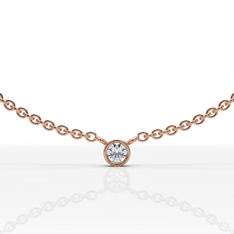 Solitaire Diamond Bezel Pendant In White Gold - Eight