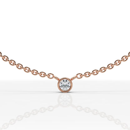 Solitaire Diamond Bezel Pendant In White Gold - Eight