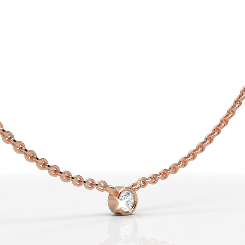 Solitaire Diamond Bezel Pendant In White Gold - Ten