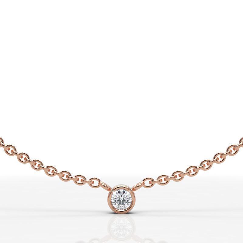Solitaire Diamond Bezel Pendant In White Gold - Nine