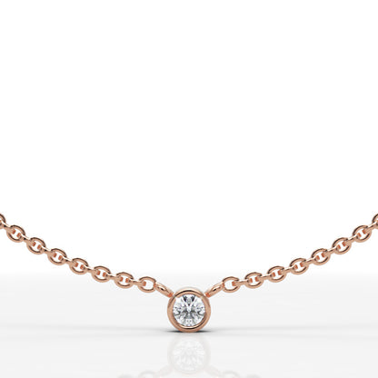 Solitaire Diamond Bezel Pendant In White Gold - Nine
