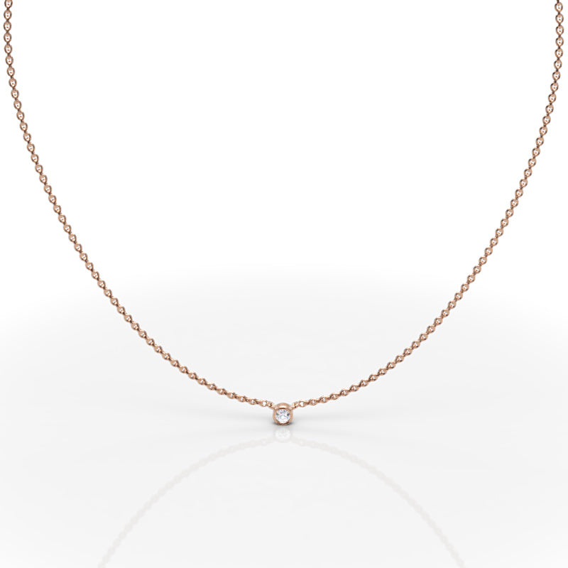 Solitaire Diamond Bezel Pendant In White Gold - Eleven