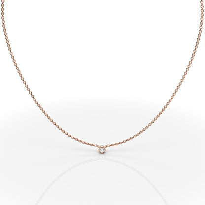 Solitaire Diamond Bezel Pendant In White Gold - Eleven
