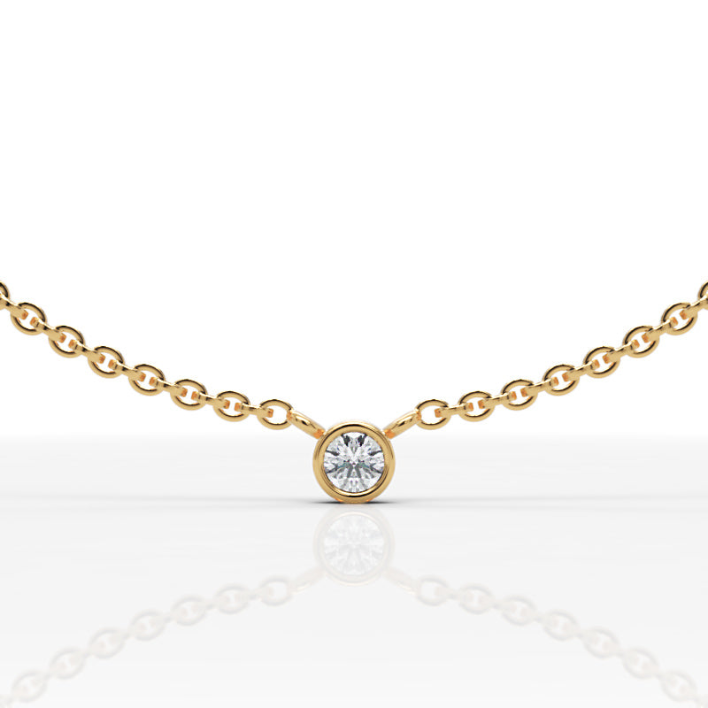 Solitaire Diamond Bezel Pendant In White Gold - Twelve